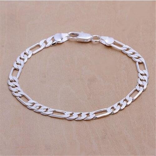 Silver color Men women wedding exquisite NOBLE fashion 6MM 4MM bracelets high quality fashion jewelry Christmas gifts H219