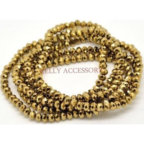 140pcs 8mm Gold Color Faceted Glass Beads Crystal Rondelle Beads Jewelry Beading Diy Craft Beads Material For Jewelry Making