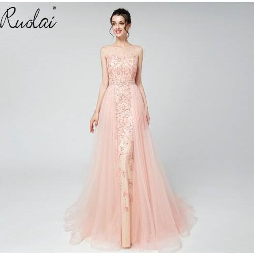 In Stock Mermaid Evening Dresses Long Sleeveless Beaded Scoop Evening Patrty Gown vestidos de fiesta largos elegantes de gala