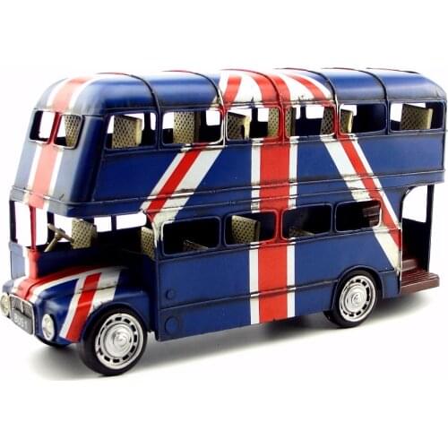 Antique classical London double-decker bus model retro vintage wrought metal crafts for home/pub decoration or birthday gift