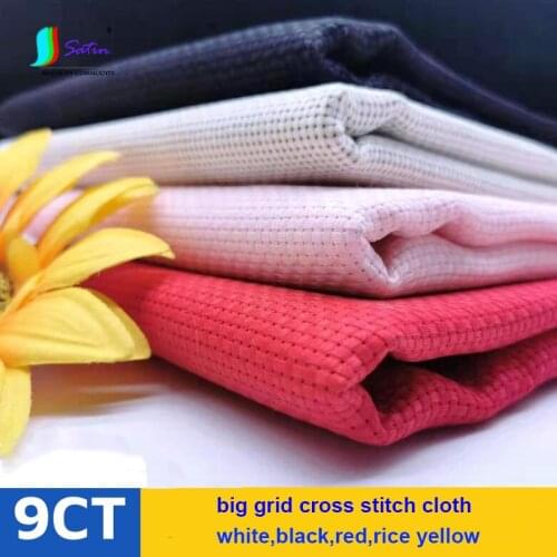 Handmade Cross Stitch Embroidery Diy Shoe Pad Material Big Grid 9CT Cotton White Black Red,Rice Yellow Cross Stitch Fabric