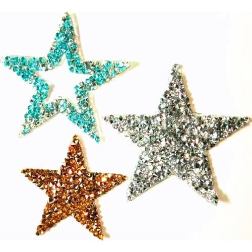1pc Acrylic drilling star patches for clothing DIY iron on sequin stars patch for bags Embroidery applique parche ropa