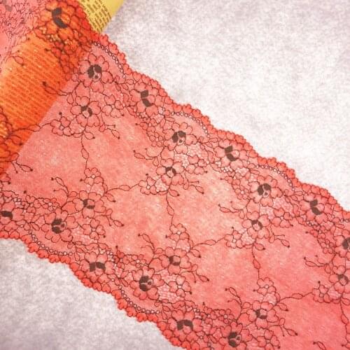#18 Elastic Lace 17.5CM Wide 2 yards/lot Orange Stretch Lace Trim Wedding Dress Blouse Skirt Lace Sew Fabric Clothing Material