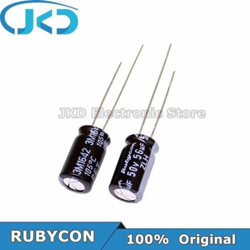 20pcs RUBYCON 56UF 50V 6.3*11mm 56UF50V 50V56UF 6.3x11mm Aluminum Electrolytic Capacitor 100% Original