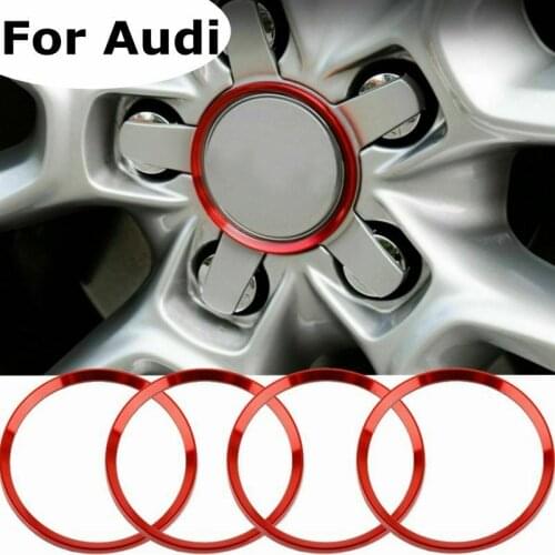 4Pcs/Set Red Aluminum Alloy Car Wheel Rim Center Cap Hub Rings Cover For Audi A3 A4 TT Q5