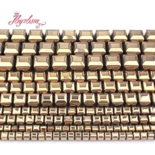 4/6/8mm Natural Hematite Pyrite Color Faceted Cube Stone Bead For DIY Necklace Bracelet Earring Woman Jewelry Making Strand 15"