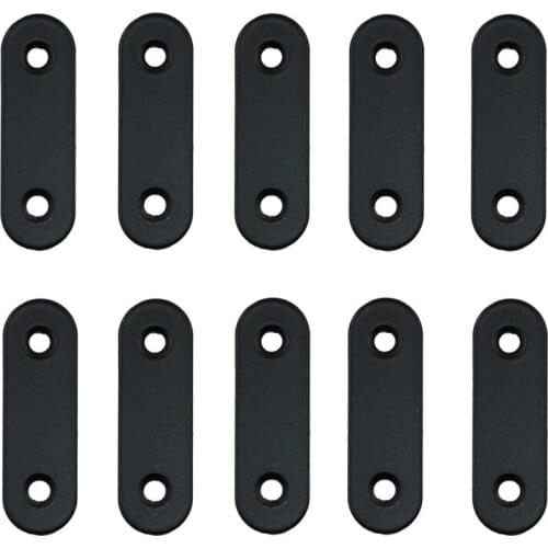 10Pcs Stainless Steel Black Straight Brace(50*16*2mm) Flat Straight Braces,Straight Brackets,20Pcs Screws Included(50mm/1.97'')