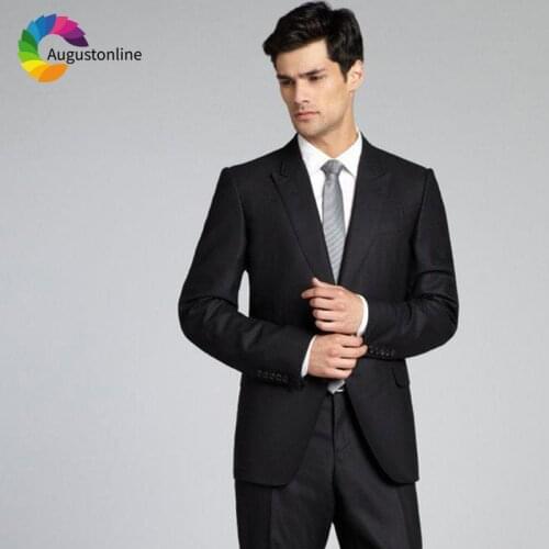 Black Business Men Suits For Wedding Groom Party Formal Slim Fit Prom Tailored Made Tuxedo Best Man Blazer Terno Costume 2 Piece