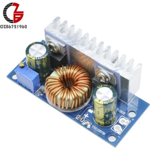DC-DC Non-isolated Step Up Boost Converter Power Transformer Module with Heat Sink Adjustable 4.5V-32V to 5-42V 6A