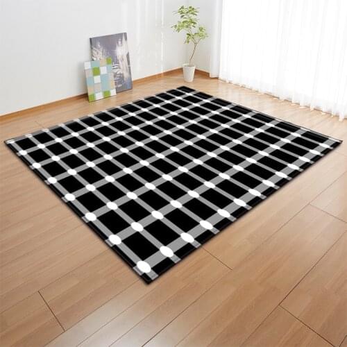 Visual illusion 3D Printed Home Carpets for Living Room Bedroom Area Rug Nordic Simple Black and white Office Floor Mat Alfombra