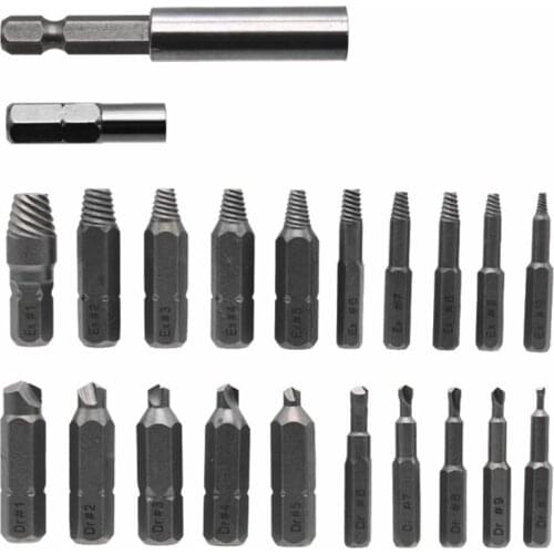 22pcs/set Damaged Screw Extractor Remove Broken Bolt Screw Remover with Extension Bit Holder Socket Adapter