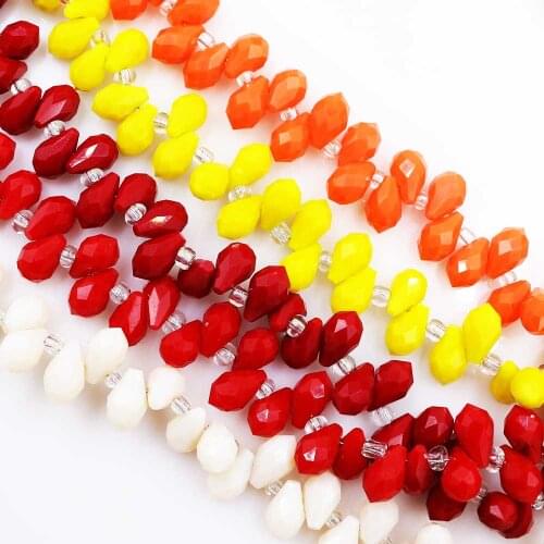 ZHUBI 100pcs/lot European Crystal Drop Pendants 5*8mm Glass Faceted Teardrop Red Beads For Jewelry Making Earrings Accessories