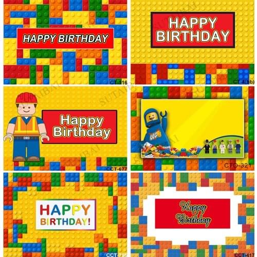Birthday Photocall Colorful Toy Bricks Building Blocks Party Decor Custom Photography Backdrops Photo Backgrounds
