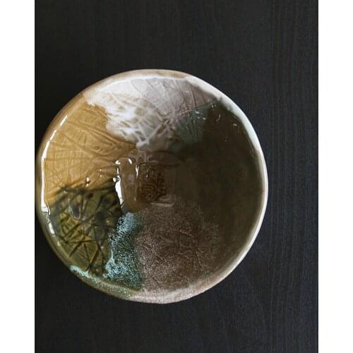 Imports of ages burning pure manual cloud large green glaze thick ceramic bowl with Japanese tea light small bowl bowl