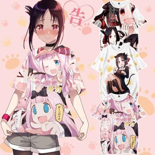 Kaguya-sama Love Is War Fujiwara Chika Anime Short-sleeved T-shirt Summer Round Neck Clothes Cosplay Costume Unisex Tees