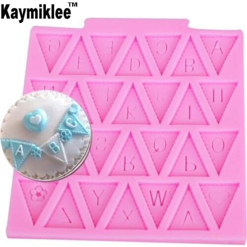 Kaymiklee M139 Good Quality Letter Flag Bunting Mold Cake Silicone Fondant Decorating Sugarcraft Chocolate Mould