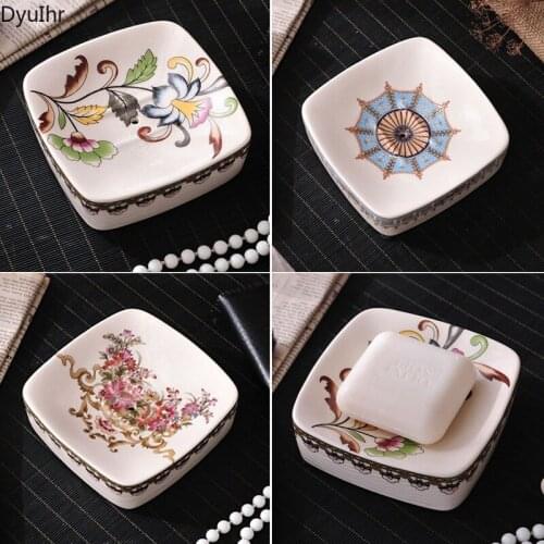 Nordic style creative ceramic applique soap box drain hole American bathroom soap box beauty salon soap tray DyuIhr