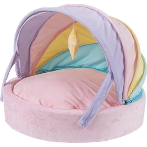 Creative Removable and Washable Cat Litter Semi-enclosed Dog Kennel Warm Rainbow Bed Pet Kennel Four Seasons Universal Comfort