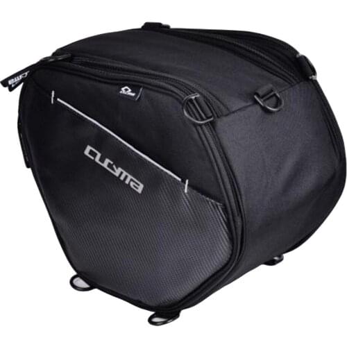 Motorcycle Seat/Tail Bag Saddlebags Waterproof Luggage Carry Pouch Helmet Storage Bag Riding Backpack, 25 Liters, Black