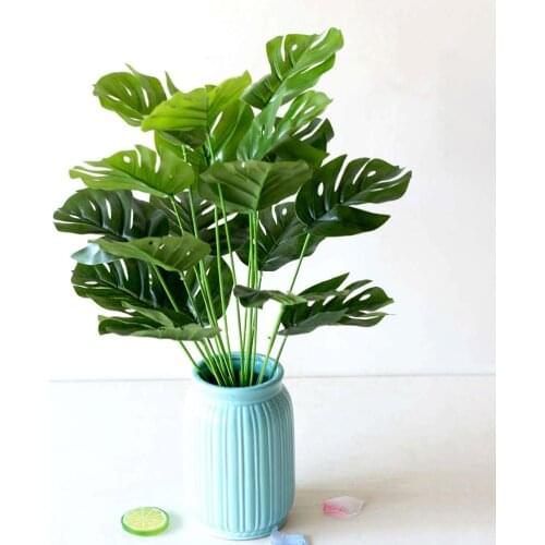 New Arrival 1 Bouquet Artificial Plastic Monstera Leaf Green Plant Home Hotel Cafe Decor cheap Plant Leaf Fashion