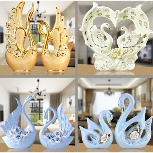 New Ceramic Swan Decorative Ornaments Wedding New Wedding Gifts To Send Girlfriends Creative Living Room Swan Ornaments Crafts