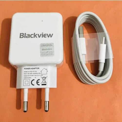 Original Travel Charger EU Plug Adapter+ Type C Cable for Blackview BV6900 MT6757CD Octa Core 5.84inch FHD Free Shipping