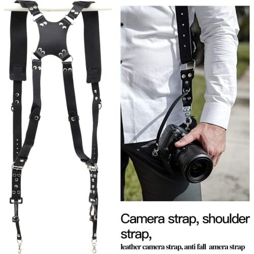 Portable Camera Strap Leather DSLR Strap Double Shoulder Strap Photography Accessories Camera Harness Strap
