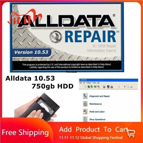 2020 Hot Alldata V10.53 Auto Repair Software All Data Car Programmer with Tech Support for Cars and Trucks USB 3.0 750gb HDD