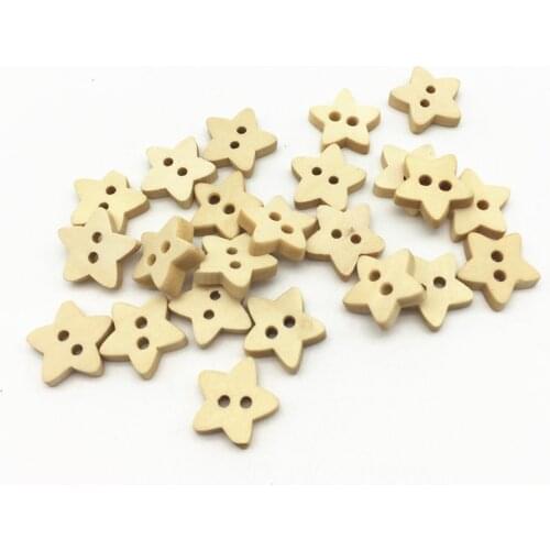100pcs 13mm Natural Wooden 2 Holes Star Buttons For Scrapbooking Sewing Decorative DIY Crafts Accessories Embellishments