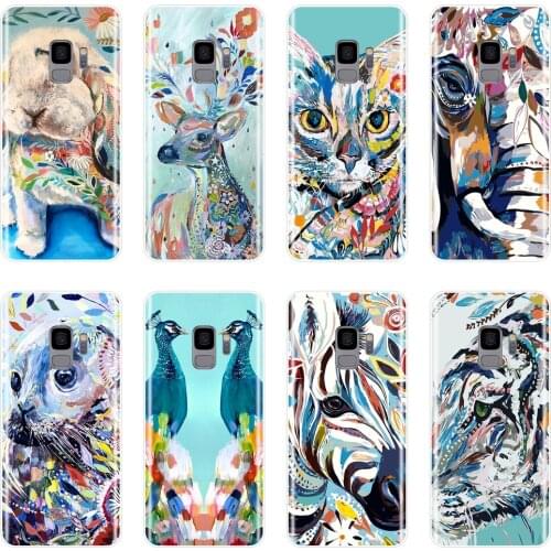 Silicone Phone Case For Samsung Galaxy S5 S6 S7 Edge S8 S9 Plus Art Rabbit Cat Soft Back Cover For Samsung Galaxy Note 4 5 8 9