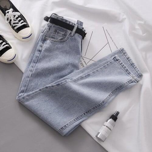 All-Match Simple Denim Trousers Women Jeans Pants Leisure Loose Casual High Waist Vintage Straight Jeans Women Korean Style