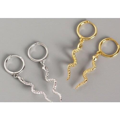 Womens Earrings Curved Snake Ear Stud Pendant Gold Silver Color Vintage Metal Retro Earrings 2021 Trendy Fashion Female Jewelry