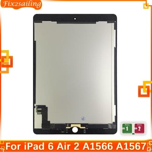 9.7" AAA+ Grade For Apple iPad 6 Air 2 LCD Display Touch Screen Digitizer Assembly Replacement For iPad 6 A1567 A1566 100% Test