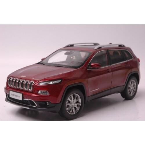 1:18 Diecast Model for Jeep Cherokee 2016 Red SUV Alloy Toy Car Miniature Collection Gift