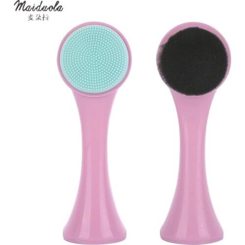 1pc Two-sided Bamboo Charcoal Facial Cleansing Brush Beauty Face Massager Clean Pores Black Head Oil Removal Skin Care Tool Set