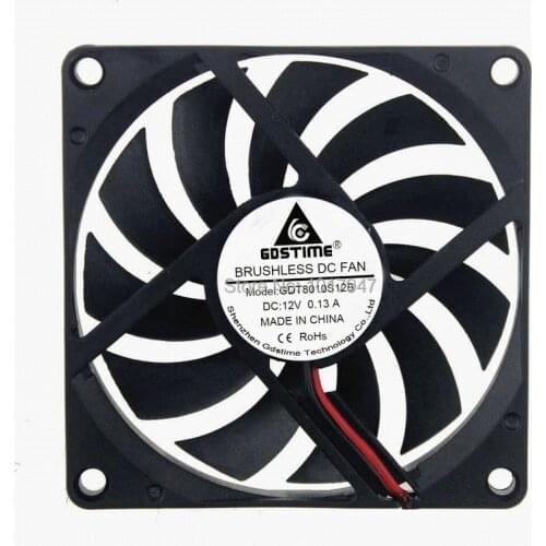 1pcs Gdstime 12Volt 2P 80mm 8cm 80x10mm 8010 Mini DC Axial Flow Cooling Cooler Fan