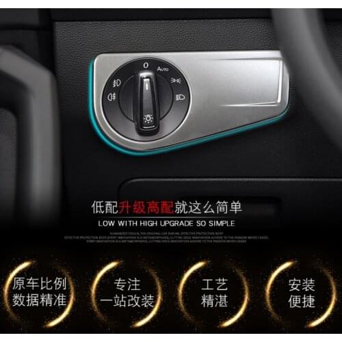 1 PC Luxury Car Interior Headlight Adjustment Button Frame Cover Trims For Volkswagen Tiguan L 2017 Car Styling Accessories
