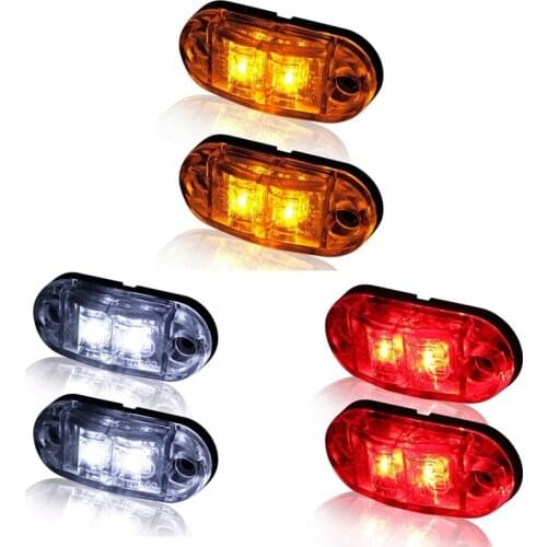 2Pcs LED Warning Light Diode Light Oval Clearance Trailer Truck Yellow White Red LED Side Marker Lamp Truck Accessories