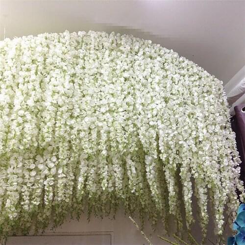 20PCS Artificial Silk Wisteria Flowers Rattan String Wall Hanging Flower DIY Wedding Arch Home Garden Party Wedding Decoration