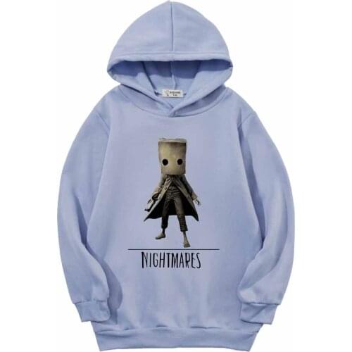 2020 Spring and Autumn Cartoon Little Nightmare Game Print Cotton Casual Sports Suit Boys and Girls Hooded Sweater 7-12y