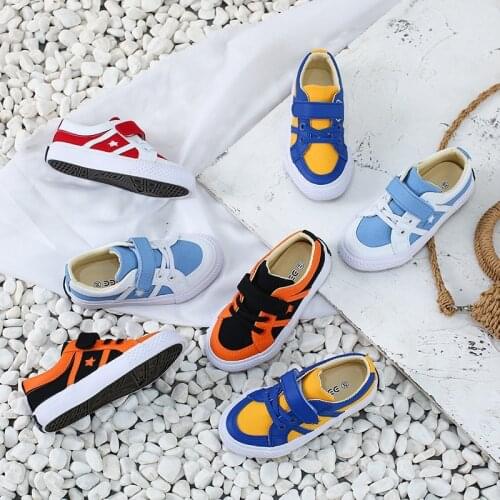 2021 spring boy and girl fashion leisure canvas children low-top trendy shoes kids school hook design causal canvas shoes
