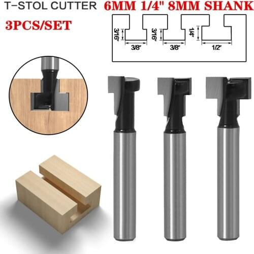 1pc 6mm Shank T-Slot Keyhole Cutter Wood Router Bit Carbide Cutter For Wood Hex Bolt T-Track Slotting Milling Cutters