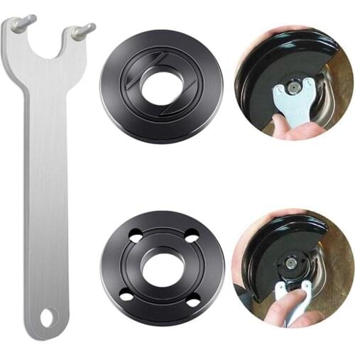 3Pcs M14 Thread 115mm/125mm Angle Grinder Inner Outer Flange Nut Set W/ Wrench Replacement for Grinders Steel Lock Nuts Tools