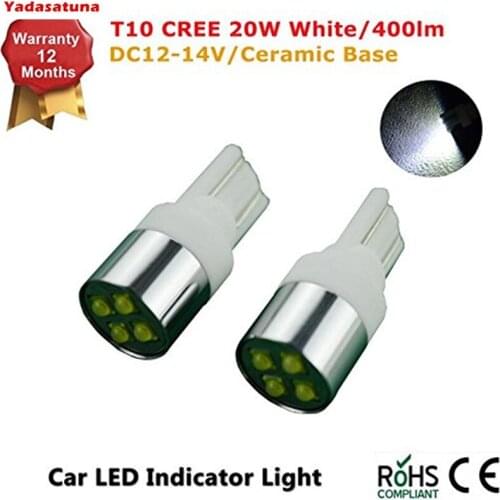 4Pcs Ceramic Base Super Bright White 6000k T10 CREE Chips 12W Interior Side Lights for Car Licence Plate/Pakers/Reversing Lights