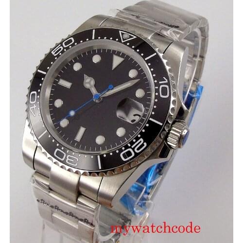 40mm BLIGER Mechanical Automati Mens Wristwatch Black Sterile Dial 24 Jewels NH35 MIYOTA 8215 Movement Oyster Bracelet