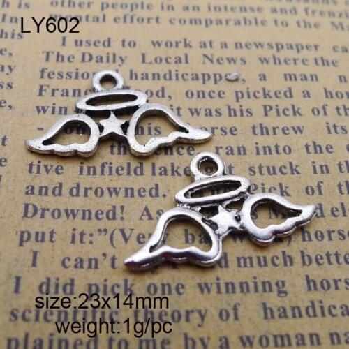 50pcs 23x14mm Antique Silver Alloy Angel Wing Charms Pendant
