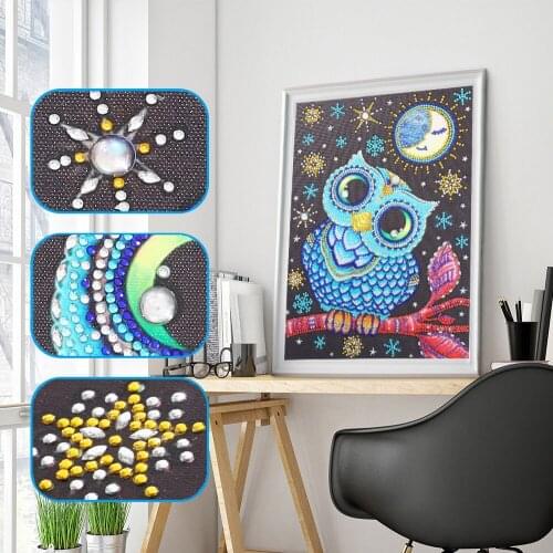 5D Special Shaped Diamond Painting Owl DIY Partial Drilled Cross Stitch Kits Crystal Rhinestone Art Crafts Diamond Embroidery
