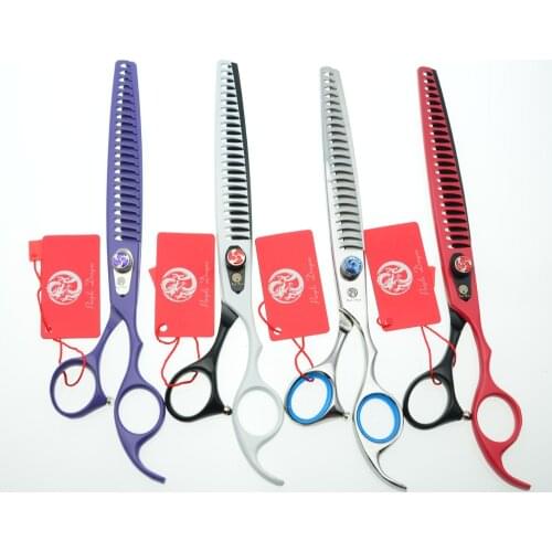 8.0'' 22.5cm Purple Dragon Professional Dogs Cats Pets Hair Shears Hairdressing Scissors 23 Teeth Fishbone Thinning Shears Z4004