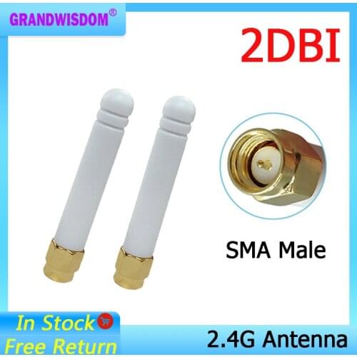 2.4GHz antenna wifi SMA Male Connector 2~3dbi 2.4 ghz antena wi fi Small Size antenne white wi-fi antenas antennas router