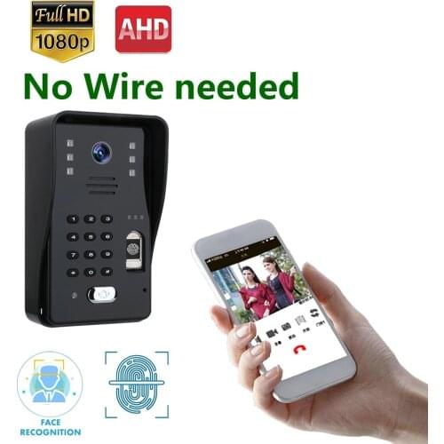 Wireless WIFI Video Door Phone Doorbell IP Intercom Camera,1080P AHD Camera ,500 fingerprints, 500 Face Recognition unlock